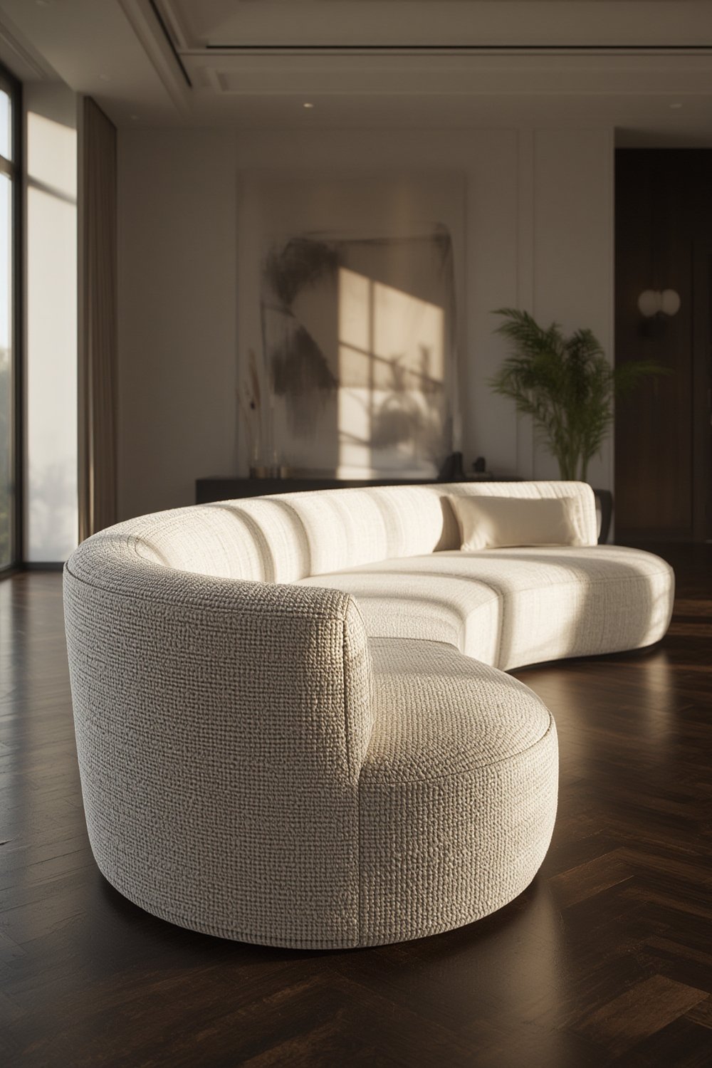 curved bouclé sofa - Illustration 1