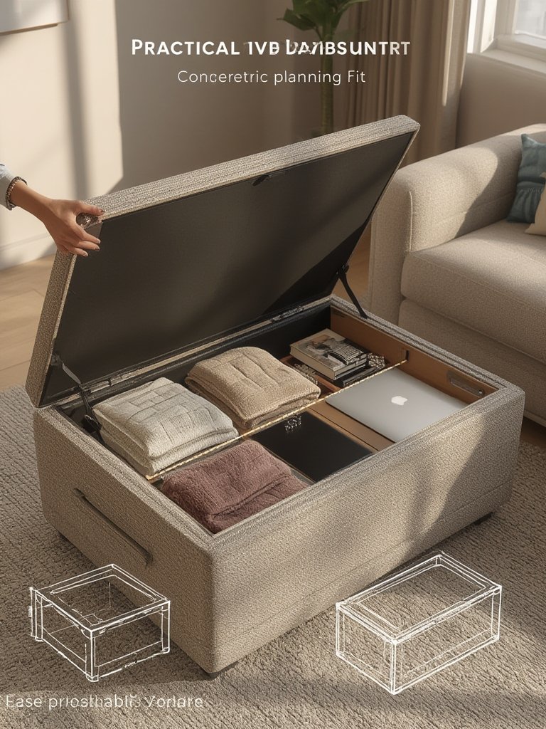 multifunctional storage ottoman - Illustration 2