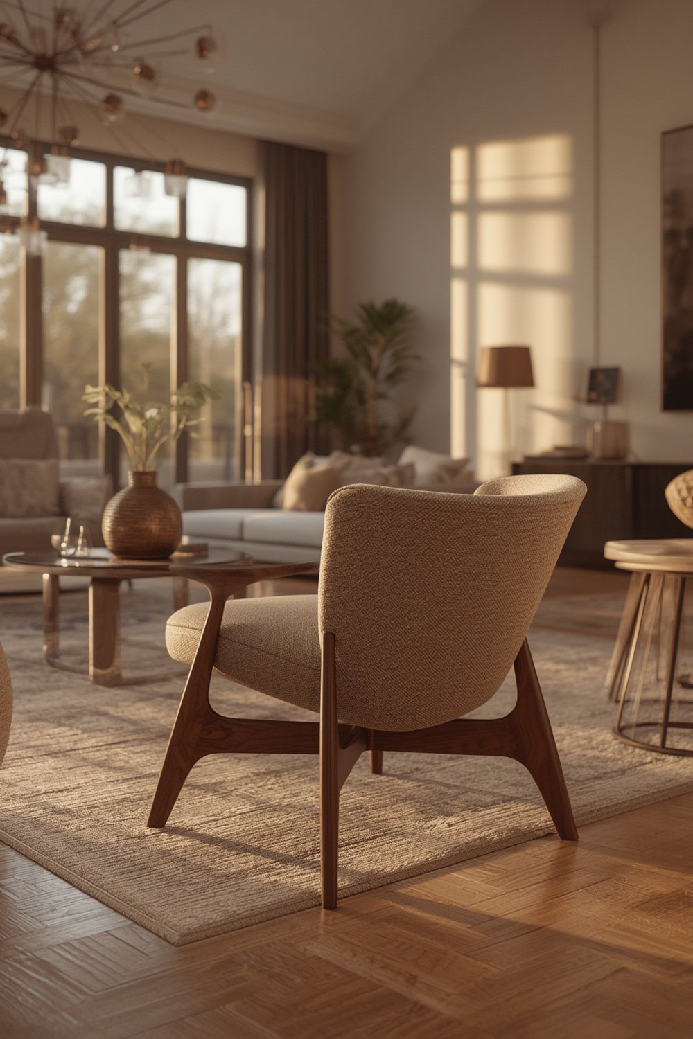 three legged accent chair - Illustration 1