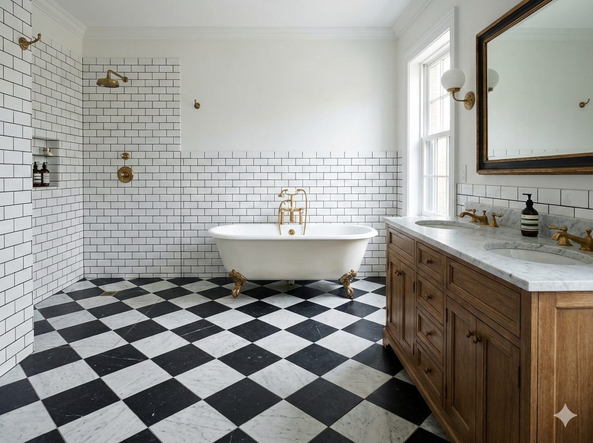 Checkerboard Floor Tile Bathroom: 7 Amazing Ways to Boost Style 1 Gemini Generated Image 2til0h2til0h2til Home Daily Fix