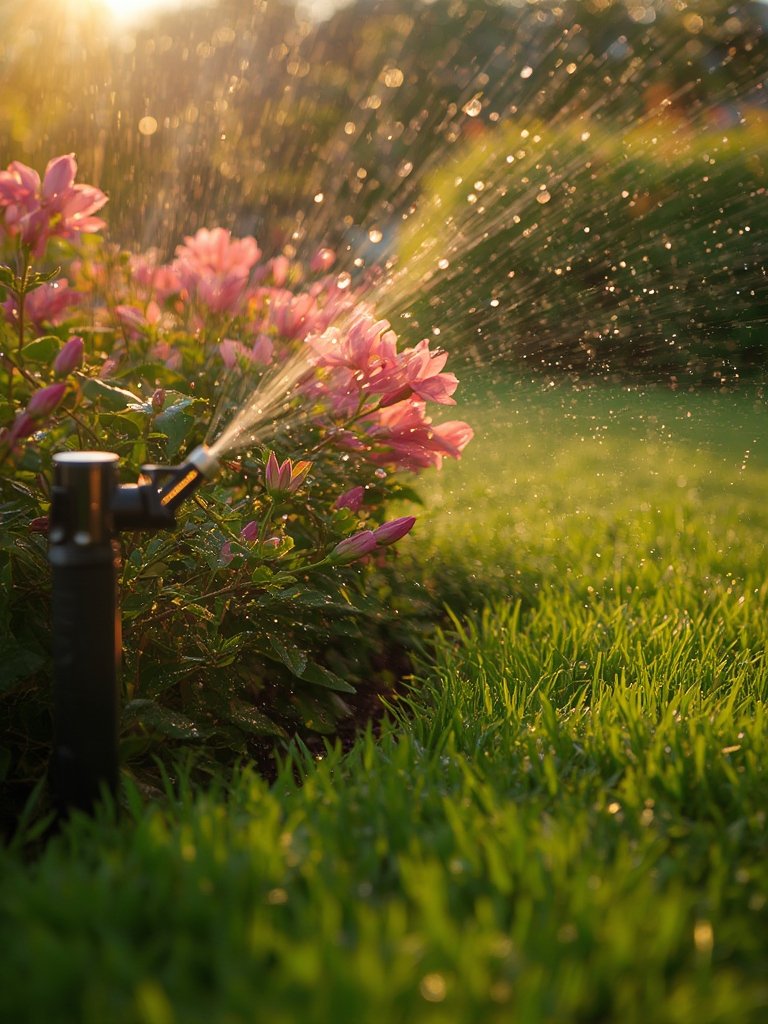 garden sprinkler in action