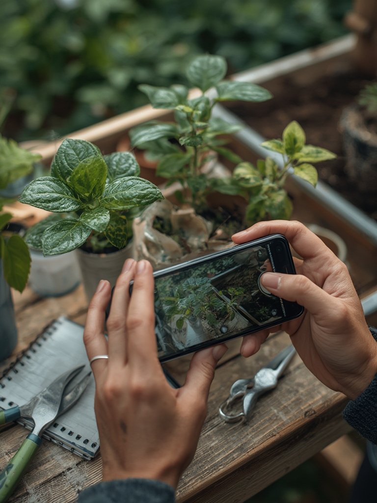 AI plant identification app showing flower recognition results on phone screen
