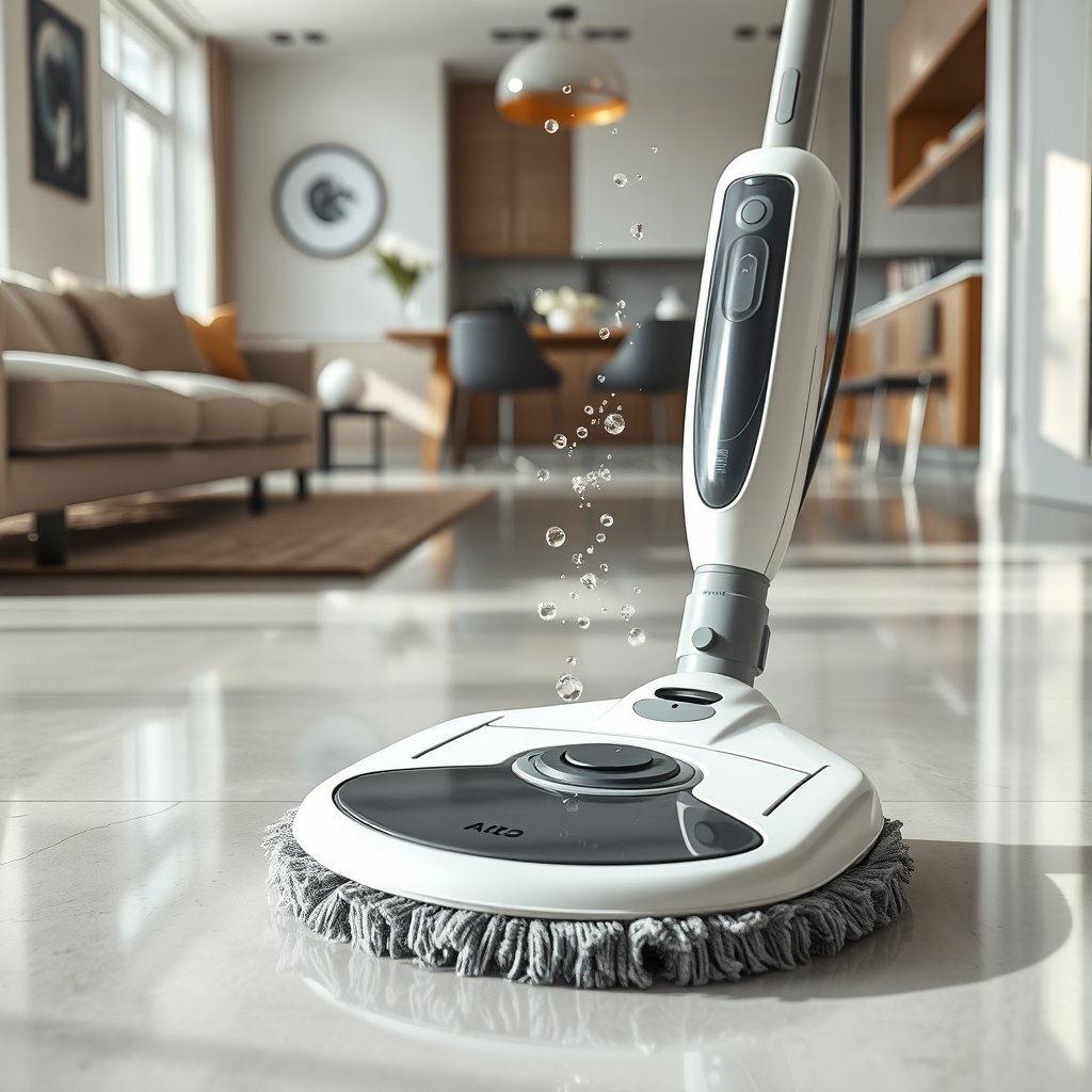 steam mop in action